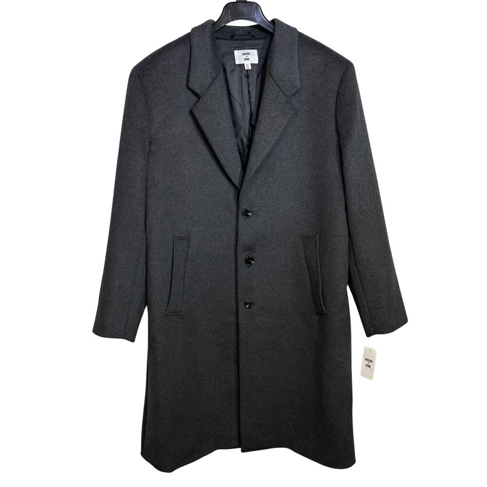 Mode of One Men's Regular-Fit Single-Breasted Topcoat, Hthr Onyx 2XL $169